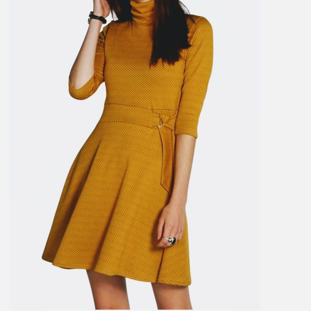 BOOHOO Crisa Cowl Neck D Ring Skater Dress